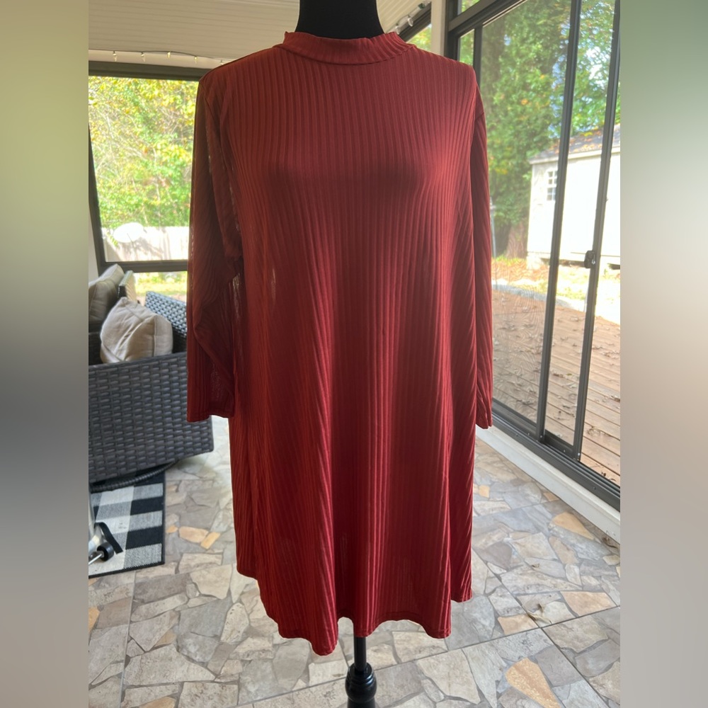 Boohoo ribbed burnt orange dress size US 18 BNWT